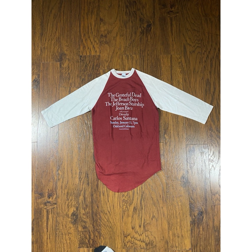 Vintage 1980 Grateful Dead Beach Boys Benefit Concert Raglan‎ Shirt Burgundy L